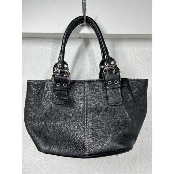 TIGNANELLO BLACK PEBBLE LEATHER SMALL TOTE PURSE 14 X 8 - Picture 1 of 4
